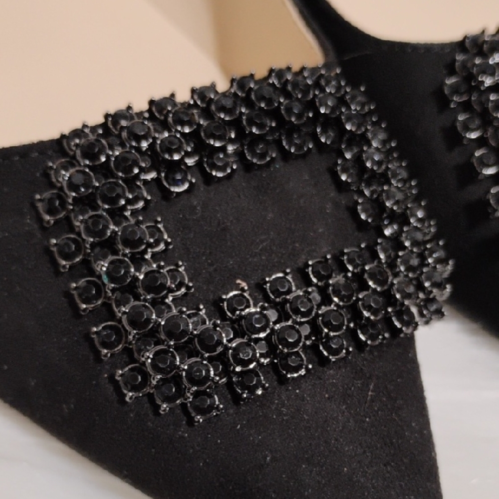 SALE! New Nine West Black Point Toe Embellished Flats Sleek Minimalist Design - Picture 7 of 16